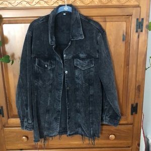 Distressed Corduroy Shirt Jacket